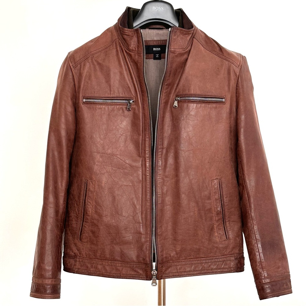 BOSS Men's Leather Jacket (Premium Nubuck) in Rich Brown /  Size US 40R